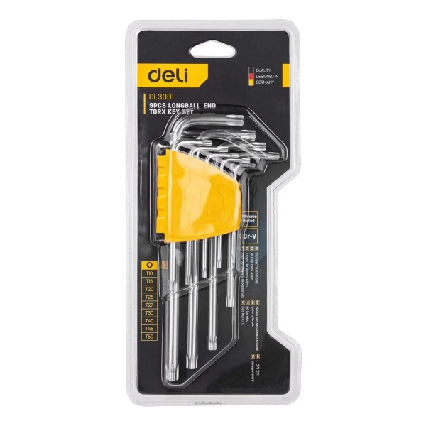 Juego Llaves Torx Largas Con Soporte T10 A T50 Deli - Imagen 3