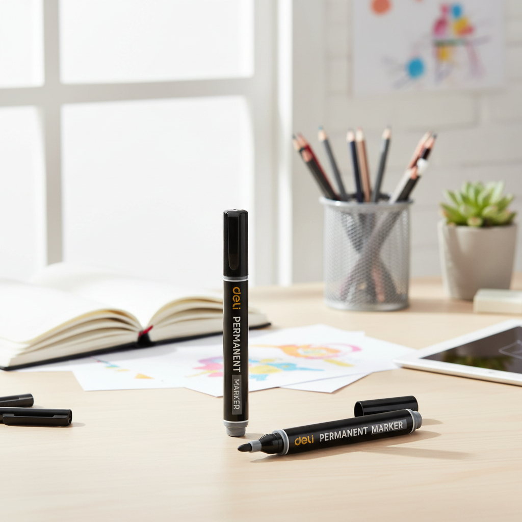 Marcador A Prueba De Agua Negro Deli - Imagen 2