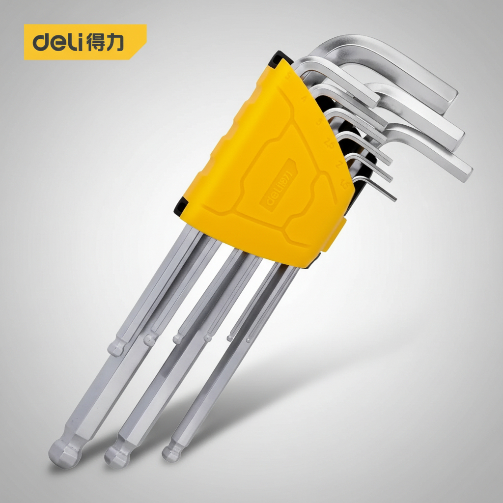 Juego Llaves Largas Allen Con Bola C/soprte 1.5 A 10mm Deli - Imagen 2