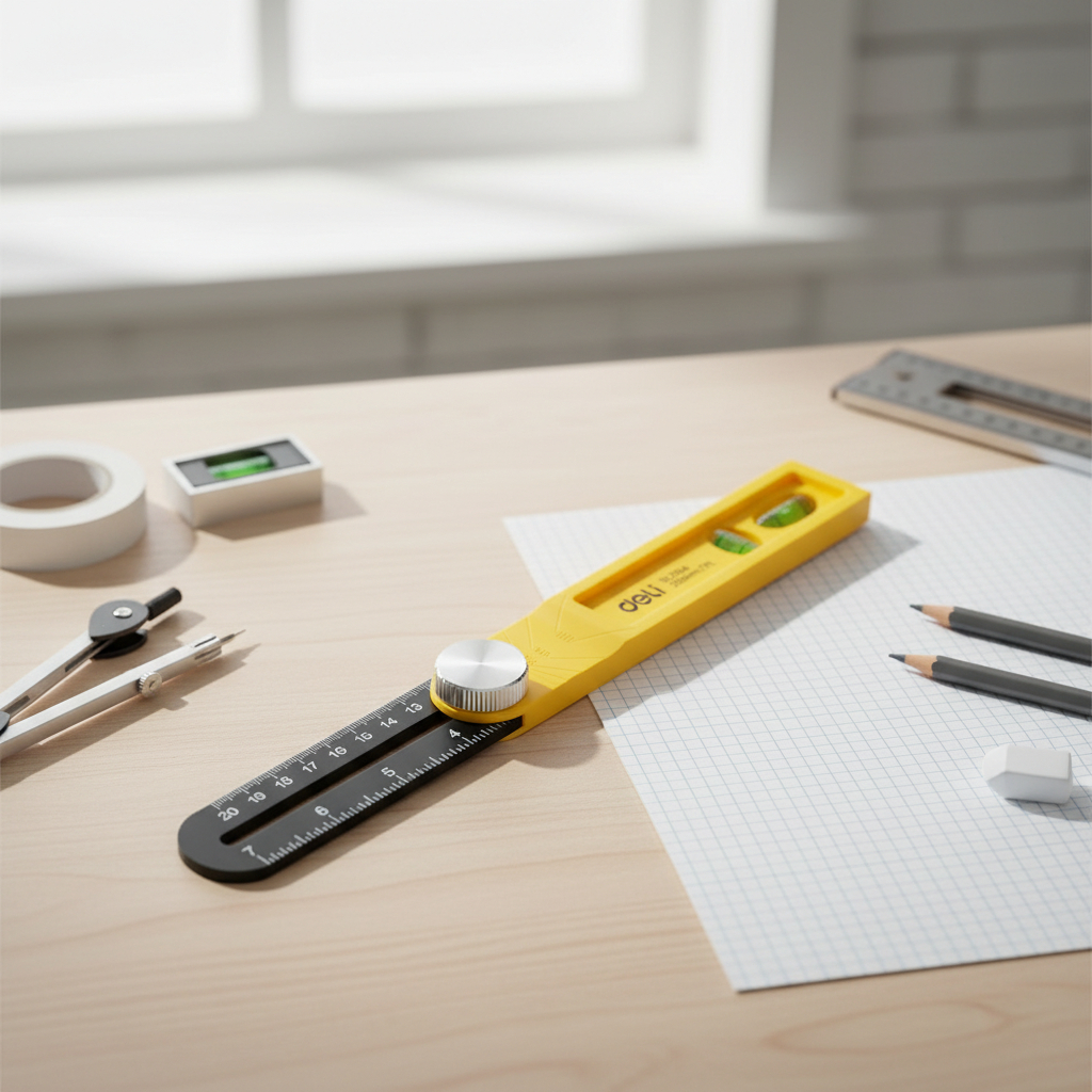 Falsa Escuadra De Aluminio Con Nivel 180 Mm Deli - Imagen 3