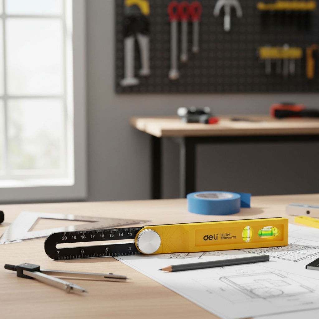 Falsa Escuadra De Aluminio Con Nivel 180 Mm Deli - Imagen 2