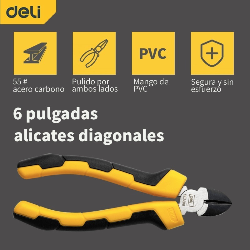 Alicates Diagonales, Agarre Confort, 15,4 Cm Deli - Imagen 2